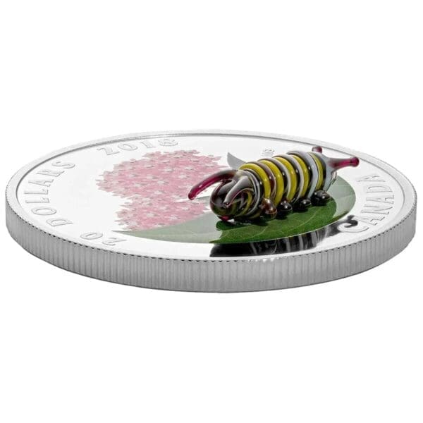 2018 $20 Little Creatures Monarch Caterpillar Silver Coin - Image 2