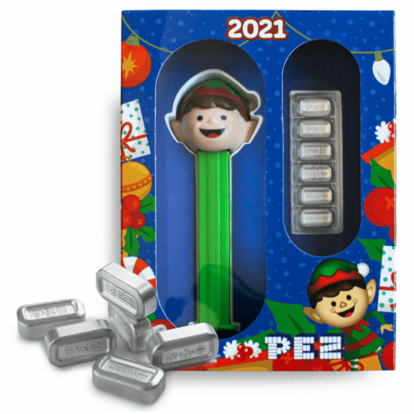 2021 PEZ® Gift Set Elf Dispenser 6 x 5g Silver Wafers