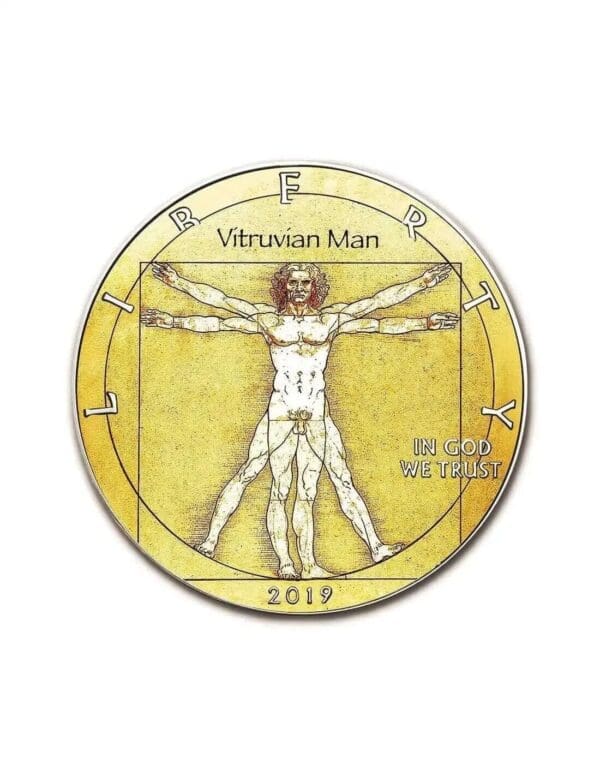 2019 $1 Vitruvian Man Da Vinci Walking Liberty 1oz Silver Coin