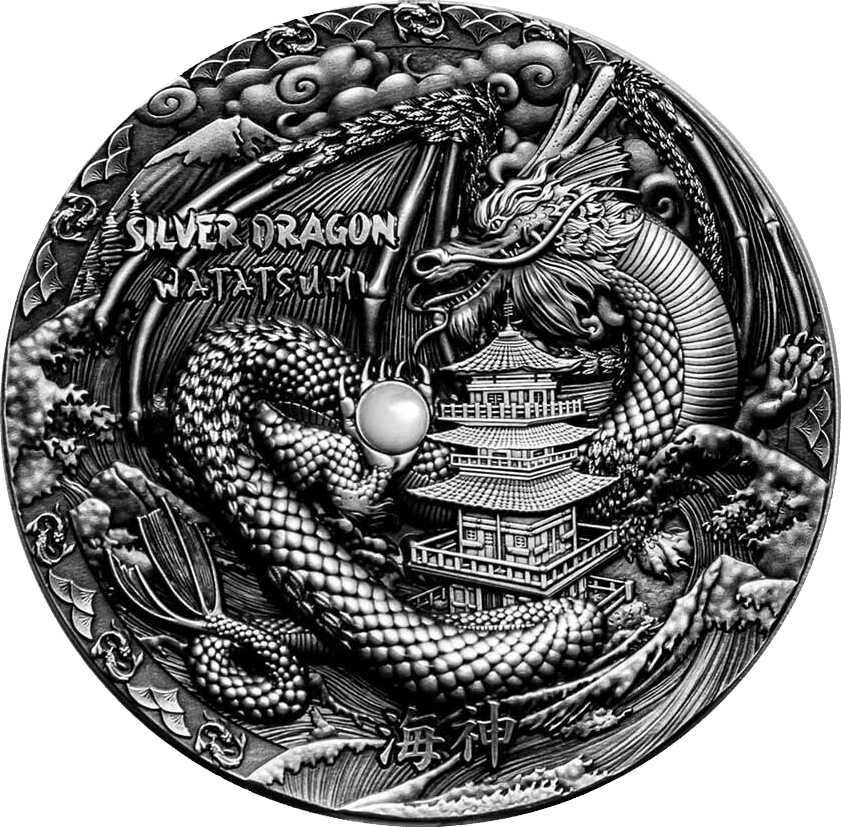 2021 $2 Japanese Dragon Watatsumi Pearl 2oz Silver Coin