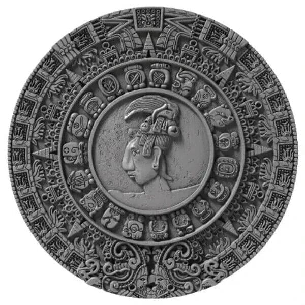 2018 $5 Mayan Calendar Archeology Symbolism 2oz Silver Coin