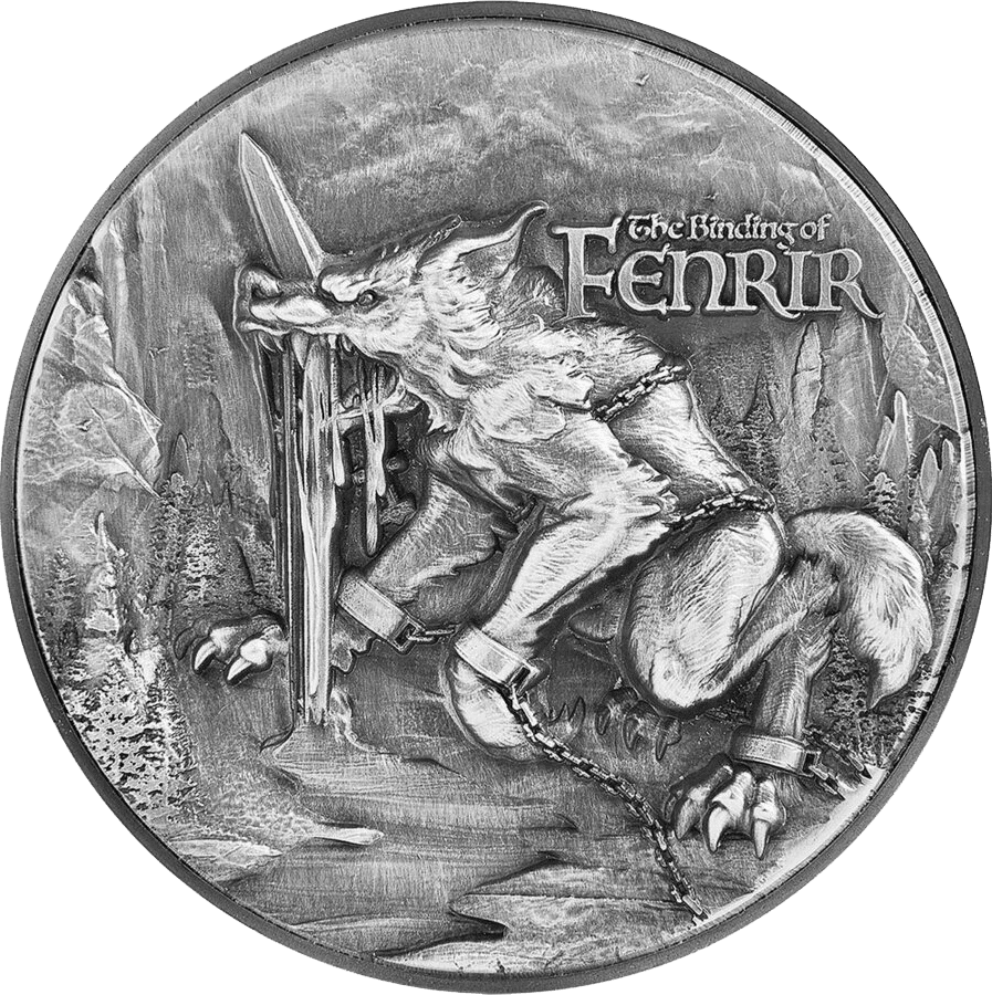2021 The Binding of Fenrir 2oz Silver 11.5oz Copper Bimetal Antiqued Coin