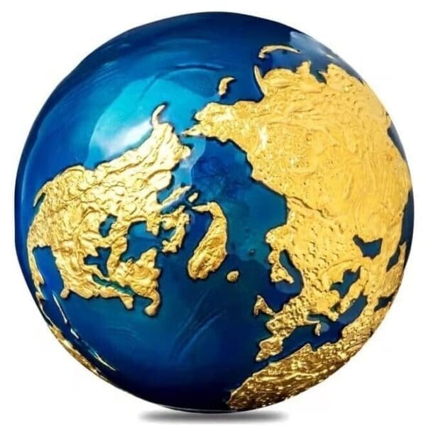 2021 $5 Blue Marble Gold Plating Earth Spherical 3oz Silver Coin - Image 3