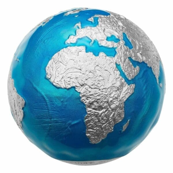 2020 $5 Blue Marble Earth Spherical 3oz Silver Coin - Image 2