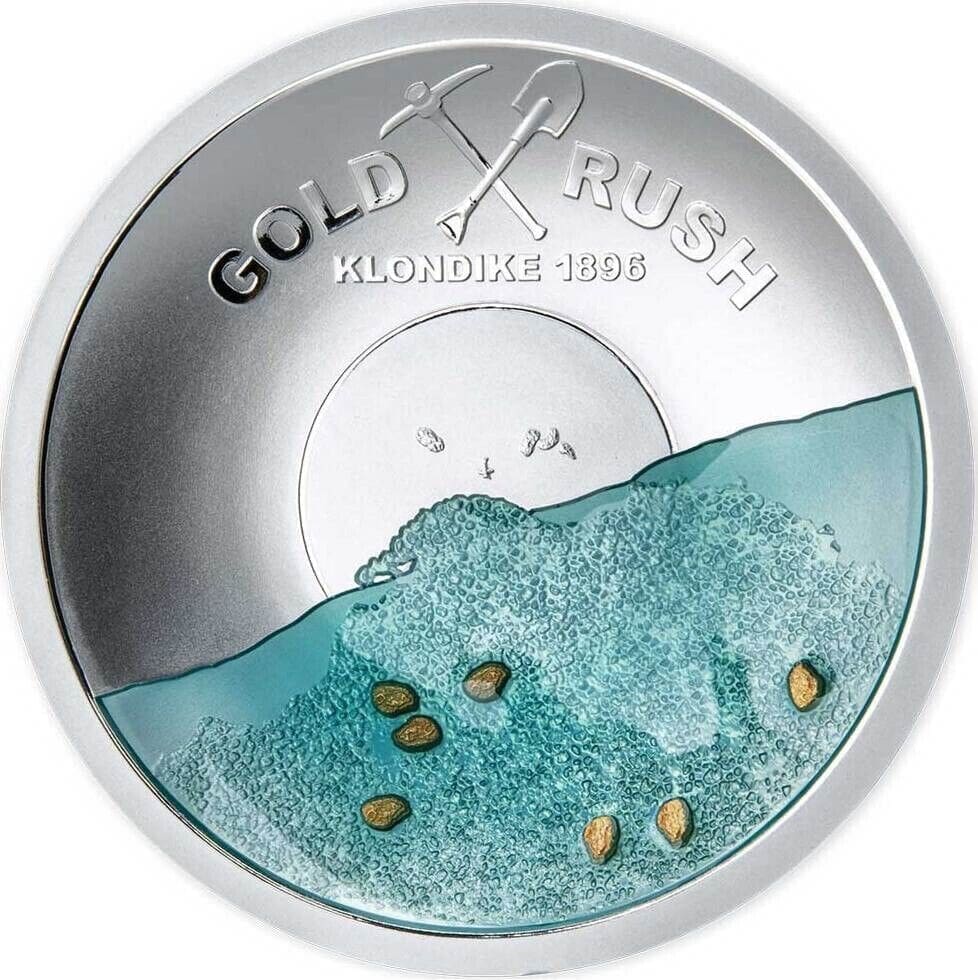 2021 $5 Gold Rush Klondike 125th Anniversary Concave Silver Coin