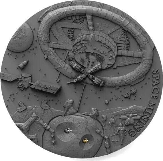2018 $1 Space Mining with Chondrite Meteorite 1oz Silver Coin