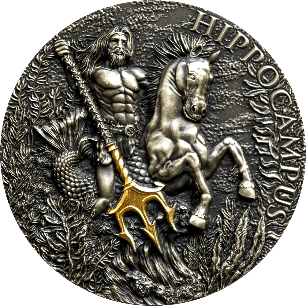 2021 Hippocampus 2oz Silver Antiqued Silver Coin