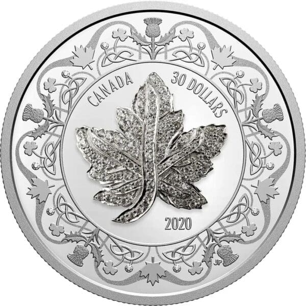 2020 $30 Canadian Maple Leaf Brooch Legacy 2oz Silver Coin