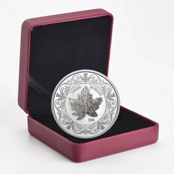 2020 $30 Canadian Maple Leaf Brooch Legacy 2oz Silver Coin - Image 2