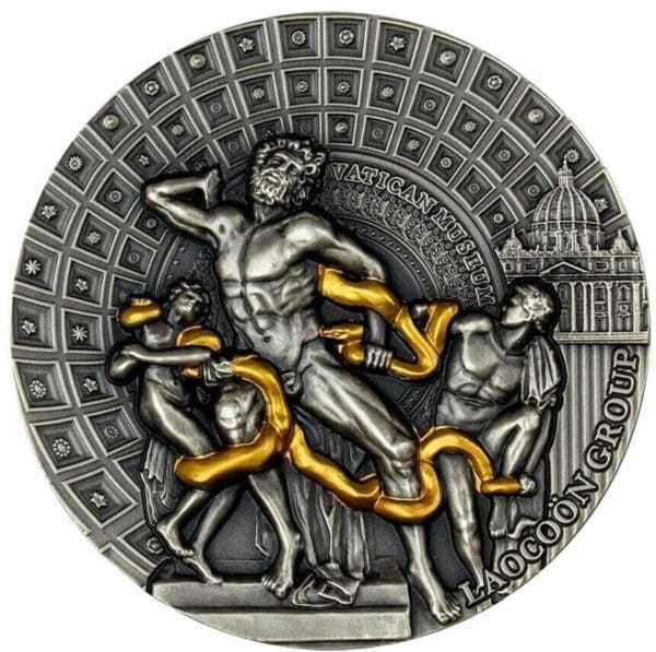 2020 Laocoon Group Masterpieces of Sculptural Art 2oz Silver Gilded Coin