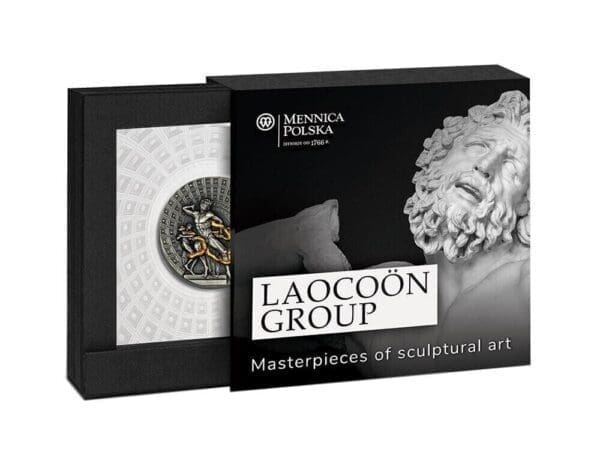 2020 Laocoon Group Masterpieces of Sculptural Art 2oz Silver Gilded Coin - Image 3