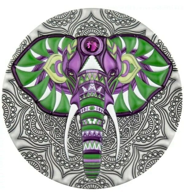 2019 $5 Elephant Mandala Collection 2oz Silver Coin