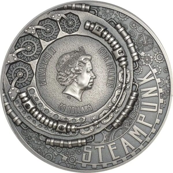 2020 $20 Steampunk 3oz Silver Antiqued Coin - Image 2