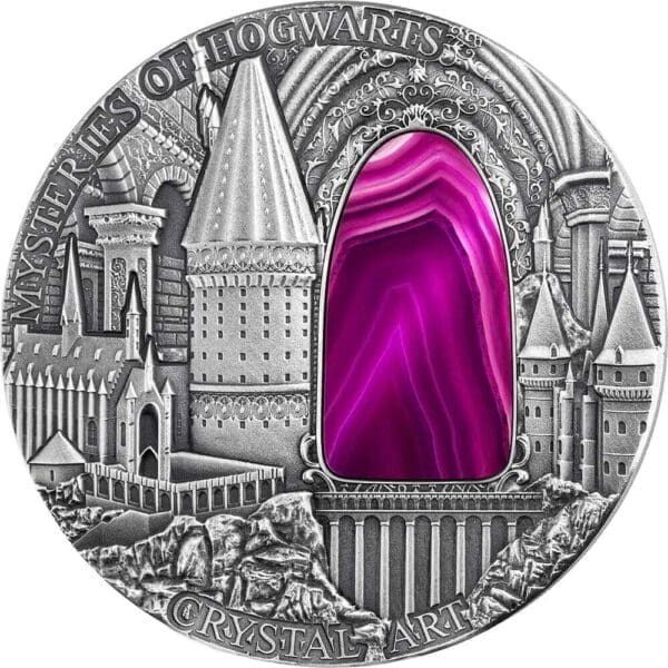 2015 $2 Mysteries Of Hogwarts Crystal Art Castle 2oz Silver Coin