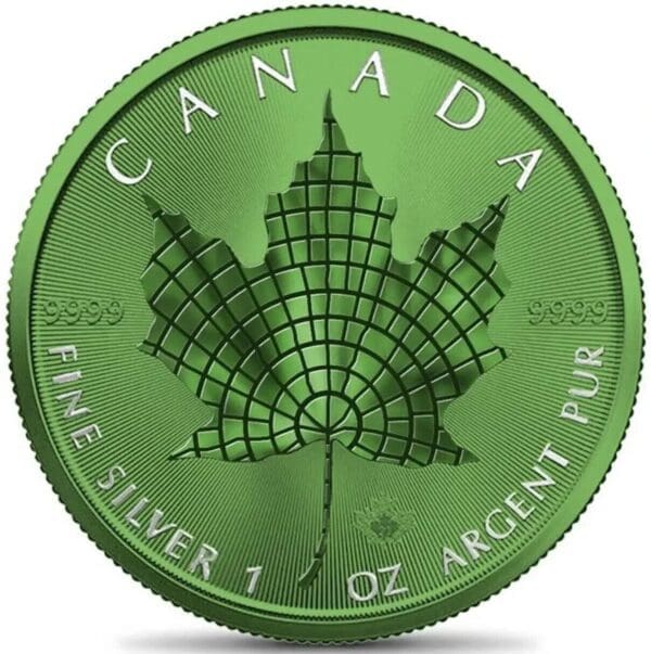 2021 Maple Leaf Mosaic Space Green Edition 1oz Silver Coin