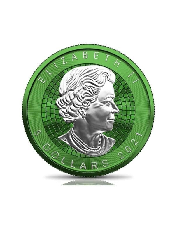 2021 Maple Leaf Mosaic Space Green Edition 1oz Silver Coin - Image 2