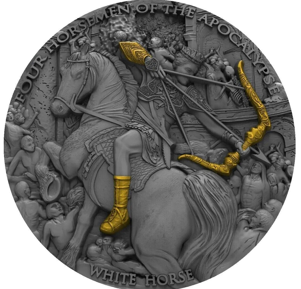2018 $5 White Horse Four Horsemen Of The Apocalypse Gilded Silver 2oz Coin