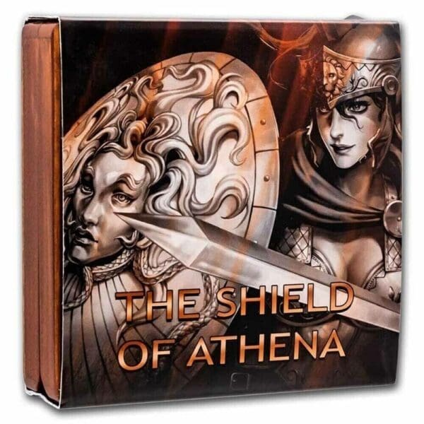 2022 $5 The Shield of Athena 2oz Silver Antiqued Coin - Image 4