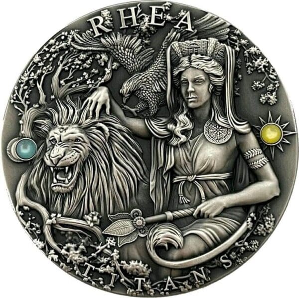 2022 $2 Titans Rhea Mother of Pearl Insert 2oz Silver Coin