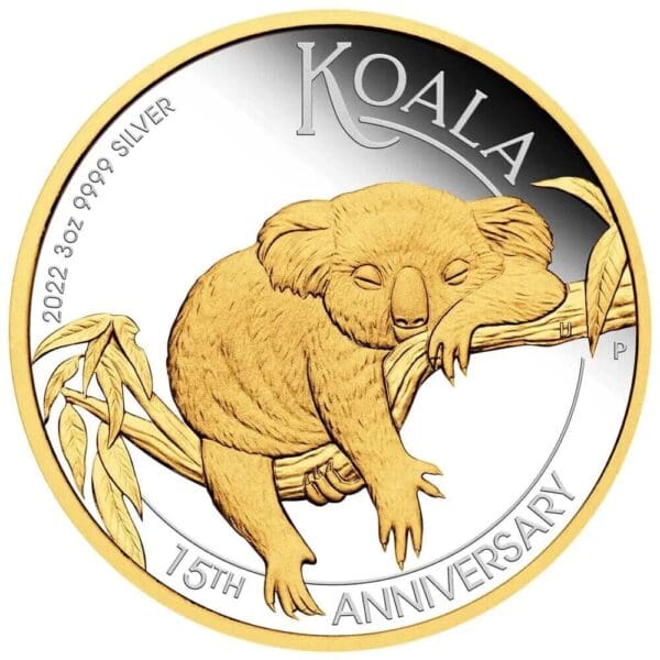 2022 $3 Australian Koala 15th Anniversary 3oz Silver Coin