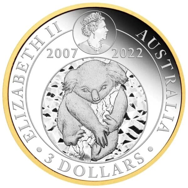 2022 $3 Australian Koala 15th Anniversary 3oz Silver Coin - Image 2