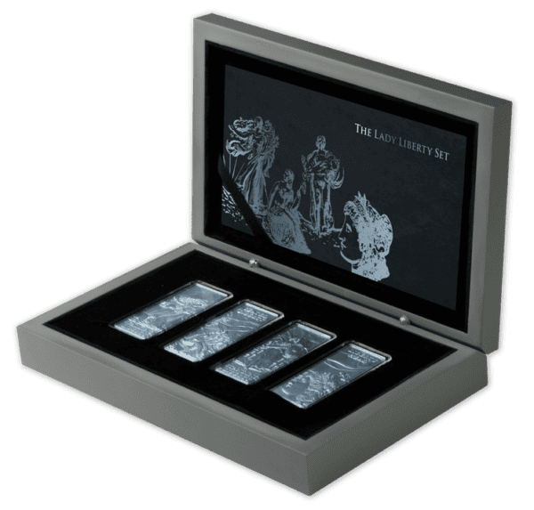 2022 $5 Lady Liberty Blue Ice Nano 1oz Silver 4 Coin Set