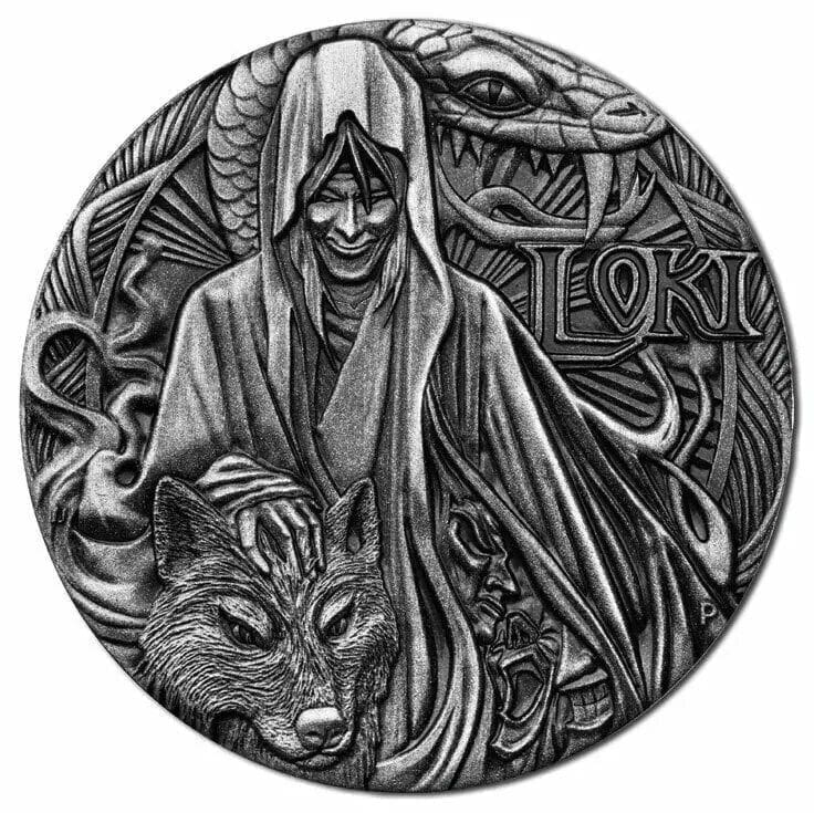 2016 $2 Loki Norse Gods 2oz Silver Antiqued Coin
