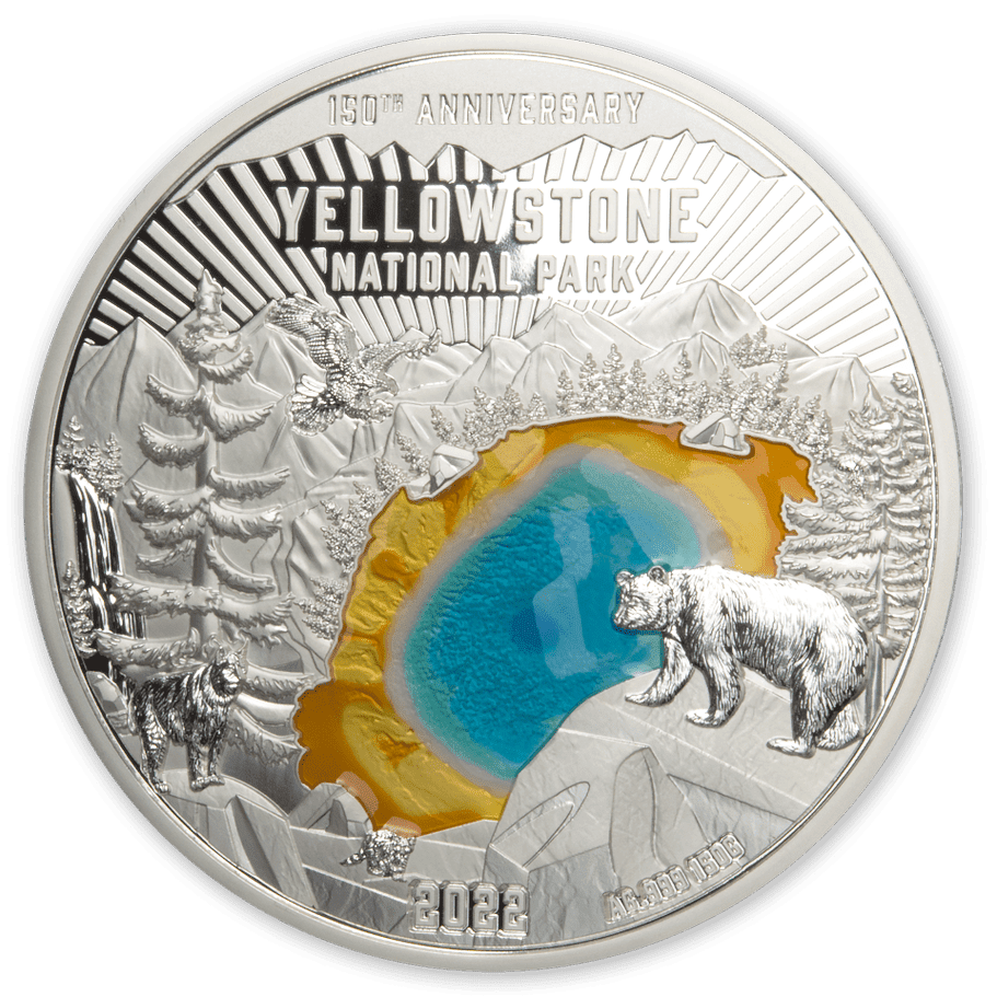 2022 $5 Colours Of Nature 150th Anniversary Yellowstone National Park 150g Coin