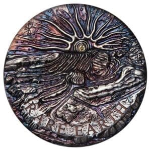 2018 $8 Rare Earth 5oz Silver High Relief Patina Coin