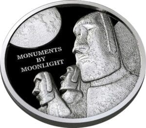 2019 $1 Monuments by Moonlight Easter Island Moai 1oz Silver Coin