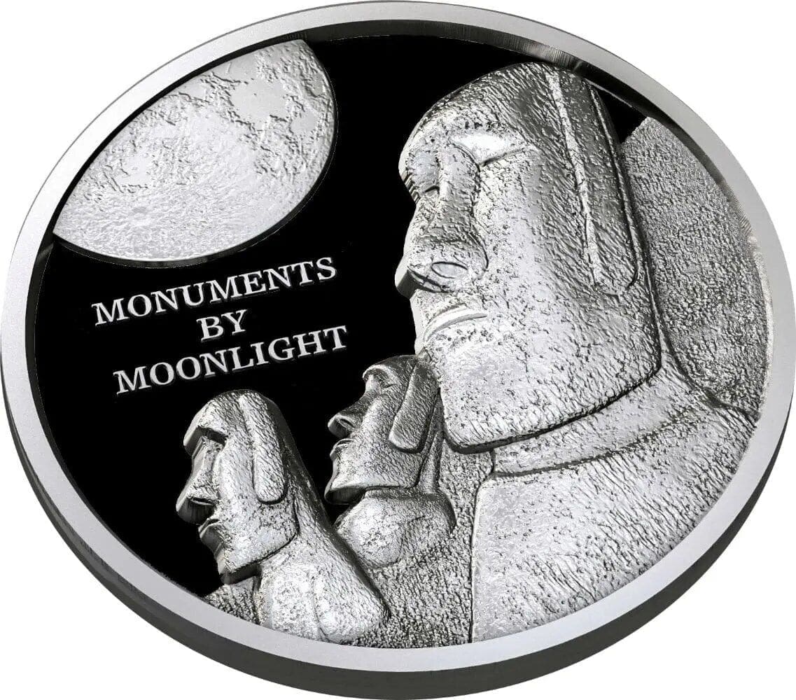 2019 $1 Monuments by Moonlight Easter Island Moai 1oz Silver Coin