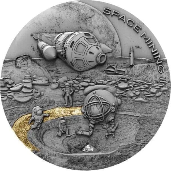 2019 $1 Space Mining II Meteorite Gilded 1oz Silver Coin