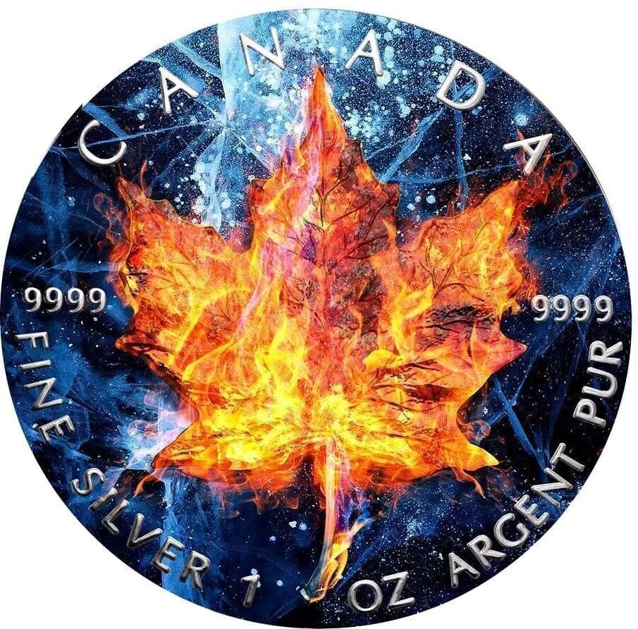 2019 $5 Ice & Fire Special Edition Maple leaf 1oz Silver Coin