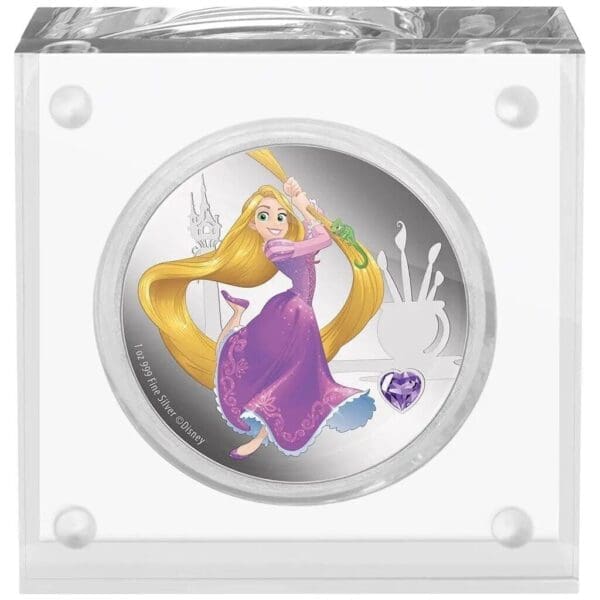 2020 $2 Disney Princess Gemstone Rapunzel 1oz Silver Coin - Image 2