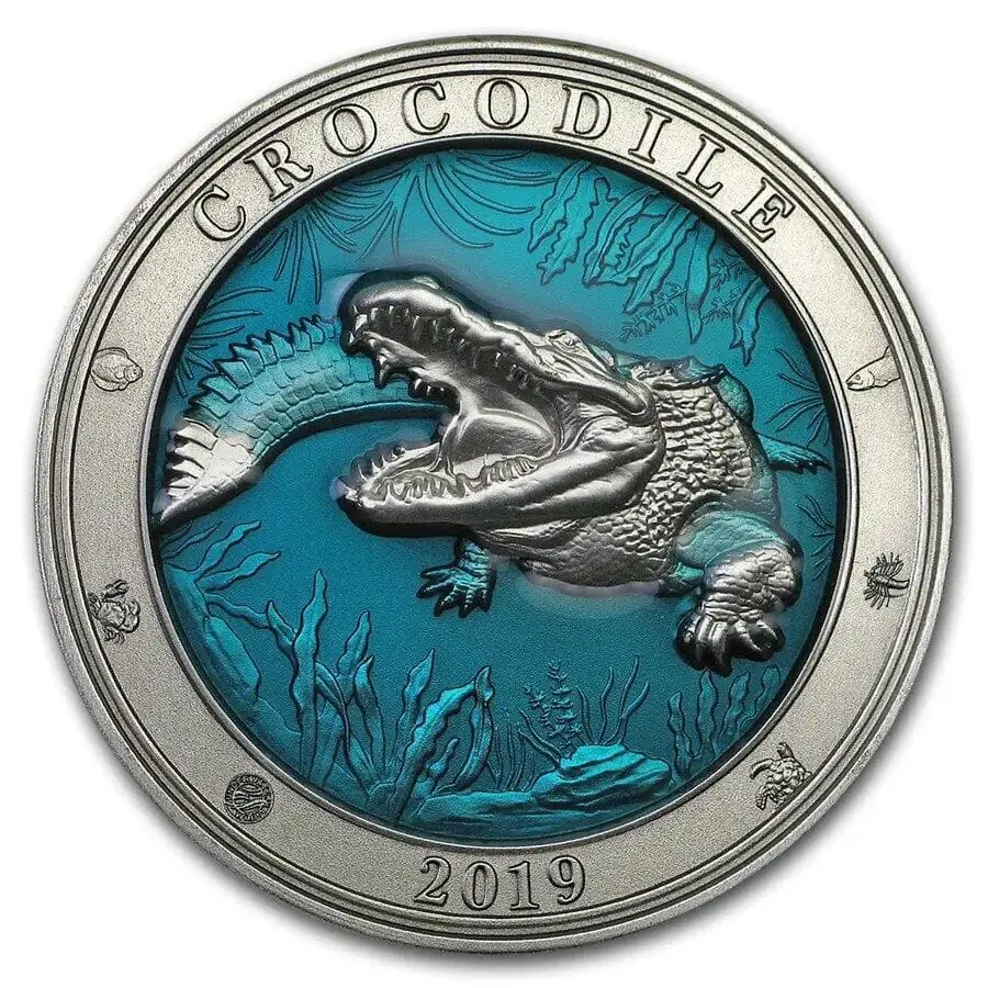 2019 $5 Crocodile Underwater World 3oz Silver Coin