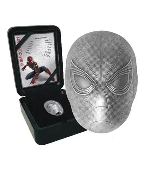 2019 $5 Spider Man Mask Marvel 2oz Silver Coin