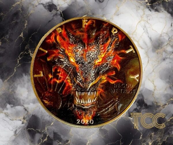 2020 $1 Burning Black Dragon 1oz Silver Eagle Coin