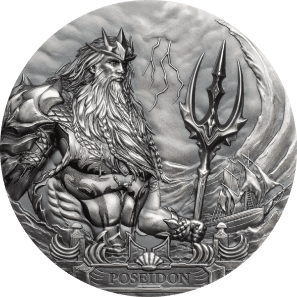2019 $20 Poseidon God Of The Sea 3oz Silver Coin