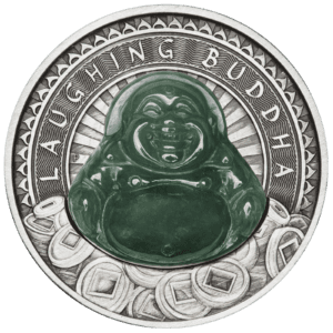 2019 $1 Laughing Buddha 1oz Silver Antiqued Coin
