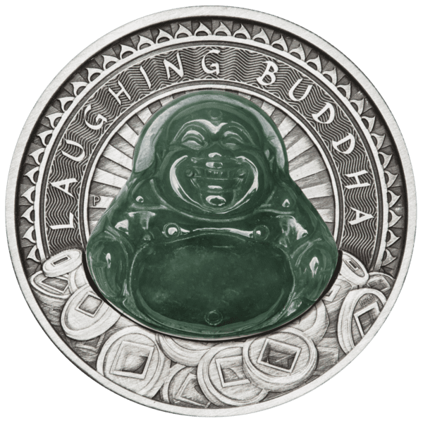 2019 $1 Laughing Buddha 1oz Silver Antiqued Coin