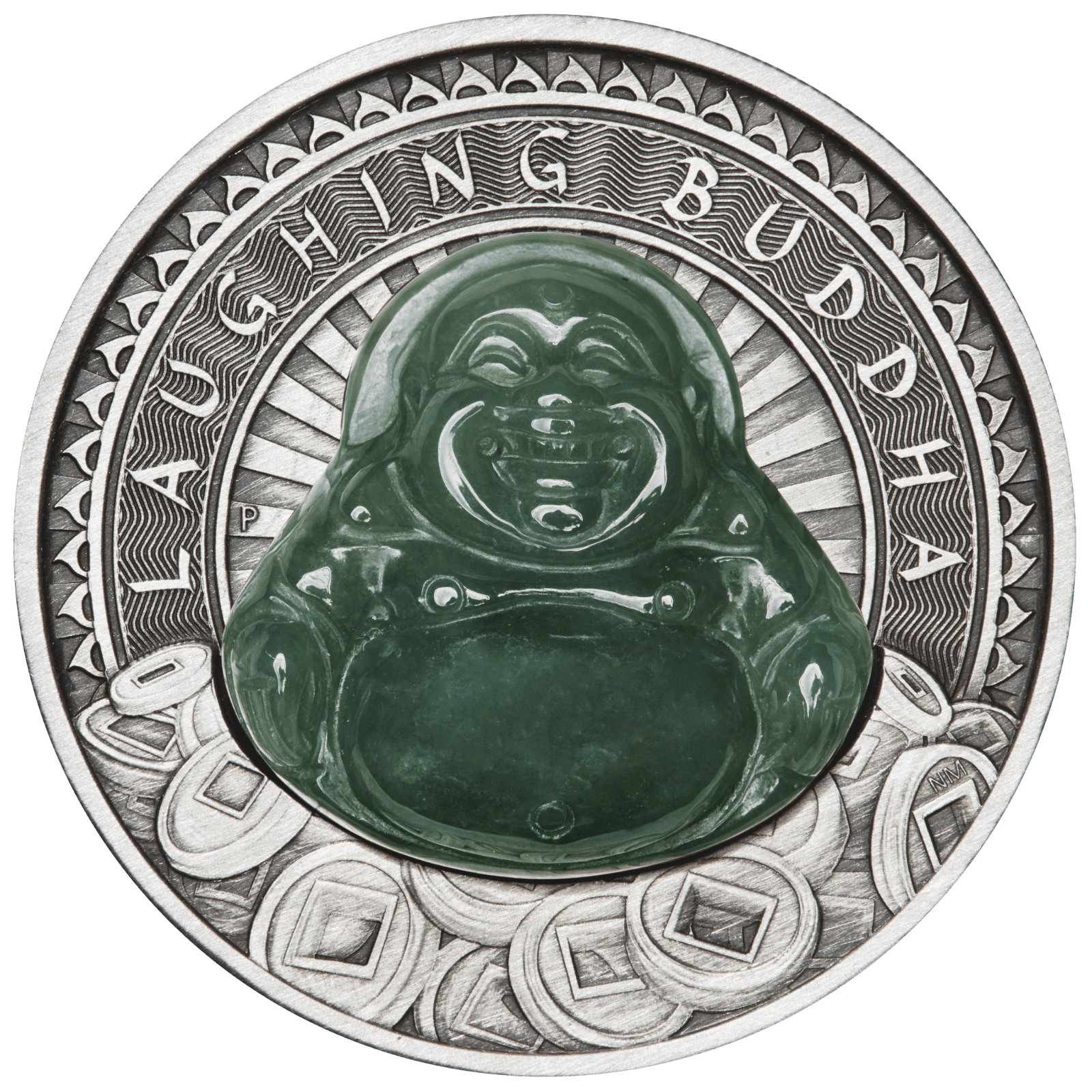 2019 $1 Laughing Buddha 1oz Silver Antiqued Coin