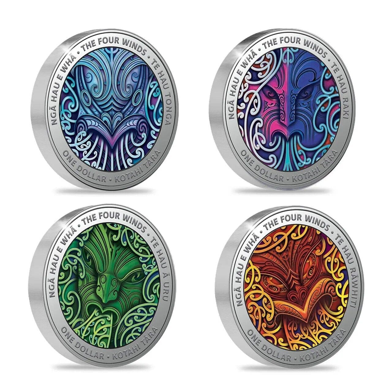2020 4 x $1 Nga Hau e Wha The Four Winds 1/2oz Silver Coins Set