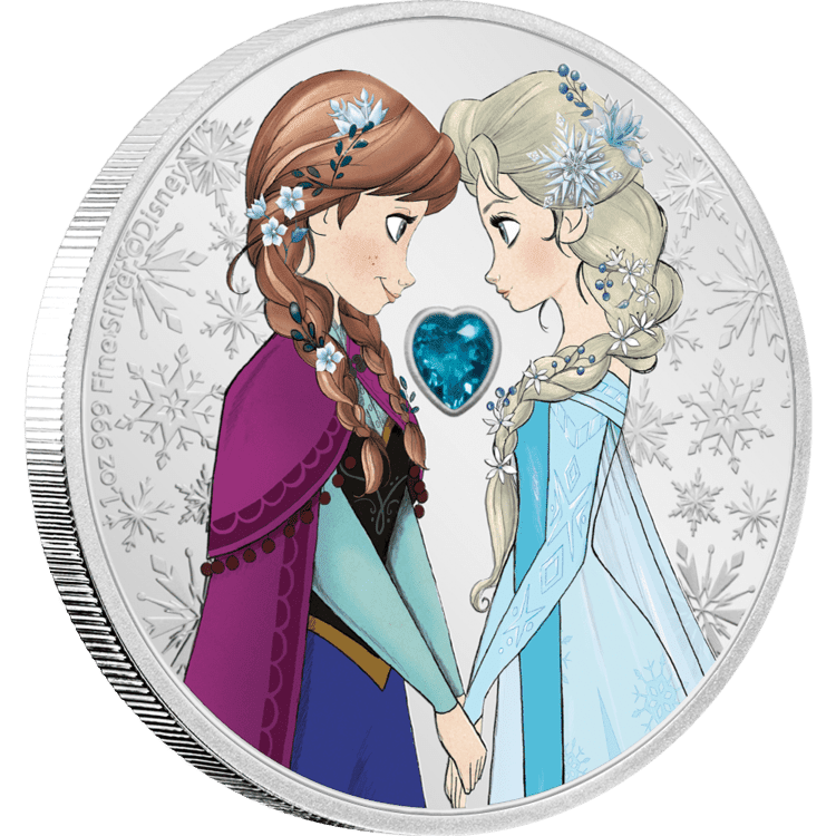 2020 $2 Disney Frozen Sisters Forever Anna & Elsa 1oz Silver Coin