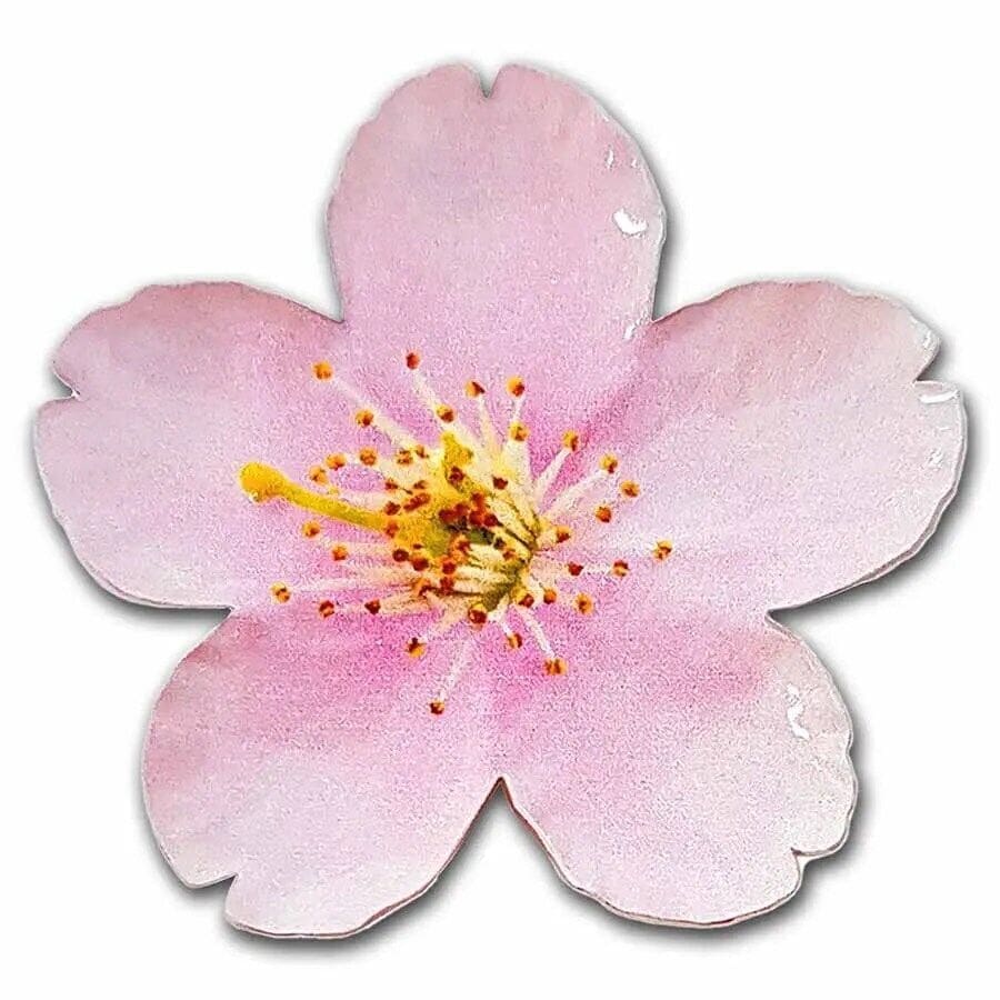 2021 $2 Cherry Blossom Flower Shaped 1oz Silver Coin