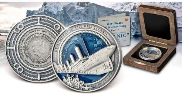 2021 $10 Remembering The RMS Titanic 3oz Silver Antiqued Coin - Image 4
