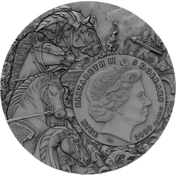 2020 $5 Black Horse Four Horsemen Of The Apocalypse 2oz Silver Coin - Image 3