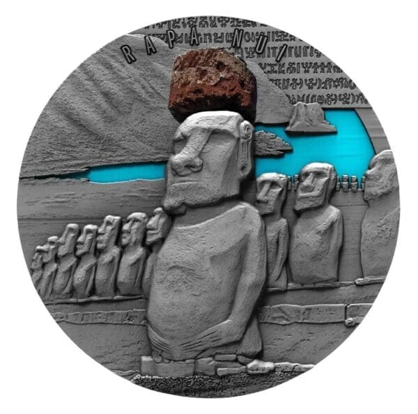 2020 Rapa Nui Lava Inset Antiqued 2oz Silver Coin