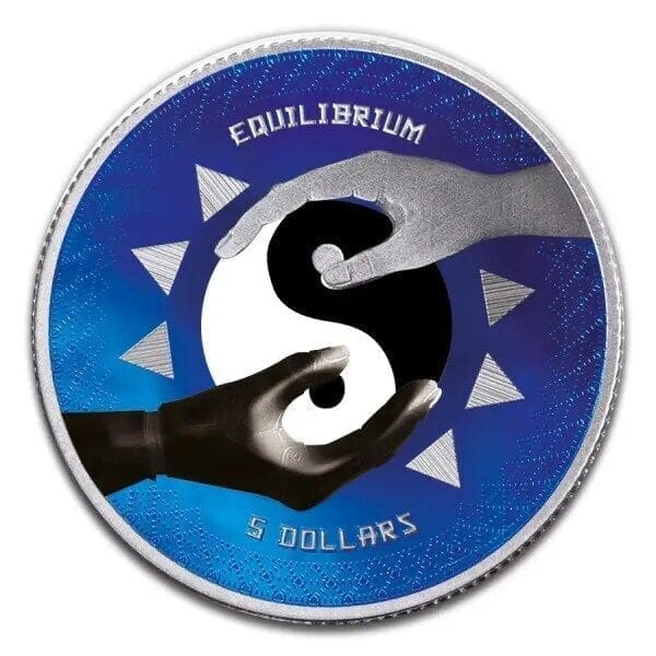2020 $5 Equilibrium and Fire Metallic Blue 1oz Silver Coin