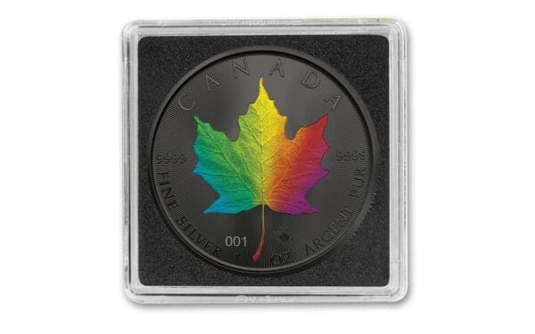 2022 $5 Rainbow Halo Maple Leaf Ruthenium 1oz Silver Coin - Image 4