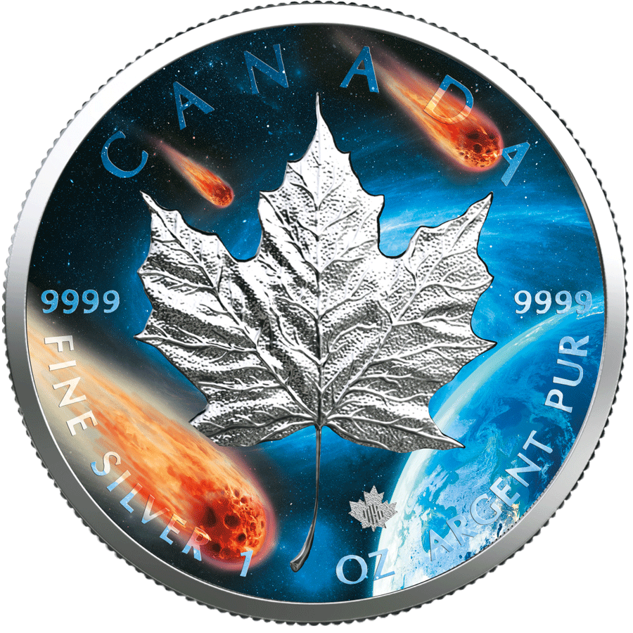 2021 $5 Glowing Galaxy III Maple Leaf 1oz Silver Glow In Dark Coin